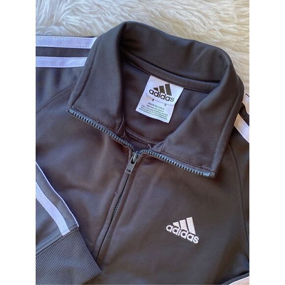 Adidas SZ 4 Little Boys Grey & White Full Zip Track Jacket With Logo - Picture 1 of 10